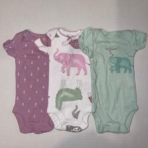 Carter’s - three pack elephant onesies (preemie)
